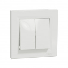 Выключатель двухклавишный SE EPH0300121 Asfora в сборе белый Выключатель двухклавишный SE EPH0300121 Asfora в сборе белый