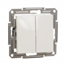 Выключатель двухклавишный SE EPH0370123 Asfora механизм быстрозажим. клеммы кремовый Выключатель двухклавишный SE EPH0370123 Asfora механизм быстрозажим. клеммы кремовый