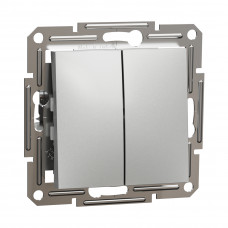 Выключатель 2х клавишный SE EPH0600161 Asfora проходной механизм алюминий Выключатель 2х клавишный SE EPH0600161 Asfora проходной механизм алюминий
