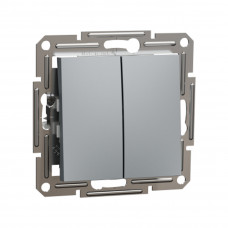 Выключатель 2х клавишный SE EPH0600162 Asfora проходной механизм сталь Выключатель 2х клавишный SE EPH0600162 Asfora проходной механизм сталь