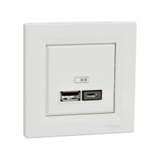 Розетка USB SE EPH2700321 Asfora A+С 5 В/24 А (2 х 5В/12 А) в сборе белый Розетка USB SE EPH2700321 Asfora A+С 5 В/24 А (2 х 5В/12 А) в сборе белый