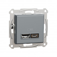 Розетка USB SE EPH2700362 Asfora A+С 2,4А механизм сталь Розетка USB SE EPH2700362 Asfora A+С 2,4А механизм сталь