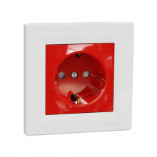 Розетка с заземлением со шторками SE EPH2900521 Asfora 16А в сборе винт. клеммы белый+красный Розетка с заземлением со шторками SE EPH2900521 Asfora 16А в сборе винт. клеммы белый+красный