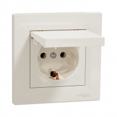 Розетка с заземлением SE EPH3100123 Asfora 16А с крышкой в сборе винт. клеммы кремовый Розетка с заземлением SE EPH3100123 Asfora 16А с крышкой в сборе винт. клеммы кремовый