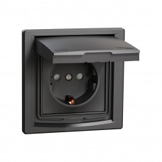 Розетка с заземлением SE EPH3100371 Asfora IP44 в сборе антрацит Розетка с заземлением SE EPH3100371 Asfora IP44 в сборе антрацит