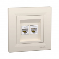 Розетка двойная компьютерная SE EPH4400123 Asfora RJ45 в сборе кремовый Розетка двойная компьютерная SE EPH4400123 Asfora RJ45 в сборе кремовый
