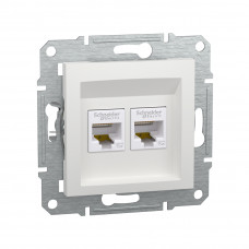 Розетка двойная компьютерная SE EPH4470121 Asfora RJ45 механизм белый Розетка двойная компьютерная SE EPH4470121 Asfora RJ45 механизм белый