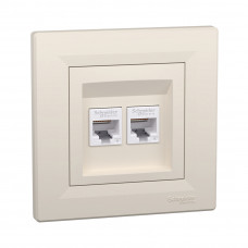 Розетка двойная компьютерная SE EPH4800123 Asfora RJ45 кат. 6 в сборе кремовый Розетка двойная компьютерная SE EPH4800123 Asfora RJ45 кат. 6 в сборе кремовый