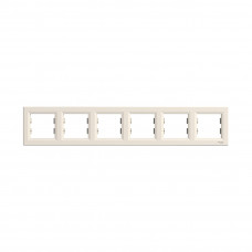 Рамка горизонтальная SE EPH5800623 Asfora 6 постовая кремовый