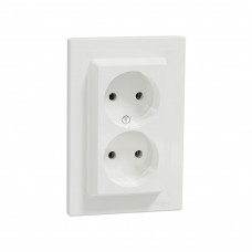 Розетка двойная SE EPH9700121 Asfora без заземления в сборе вин.клеммы белая Розетка двойная SE EPH9700121 Asfora без заземления в сборе вин.клеммы белая