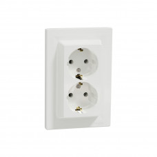 Розетка двойная SE EPH9900121 Asfora с заземлением в сборе вин.клеммы белая Розетка двойная SE EPH9900121 Asfora с заземлением в сборе вин.клеммы белая