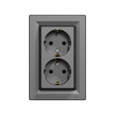 Розетка двойная SE EPH9900171 Asfora с заземлением в сборе вин.клеммы антрацит Розетка двойная SE EPH9900171 Asfora с заземлением в сборе вин.клеммы антрацит