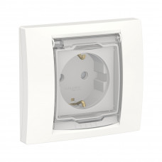 Розетка с заземлением SE NU003718 Unica New c з/к с/штор IP44 белый Розетка с заземлением SE NU003718 Unica New c з/к с/штор IP44 белый