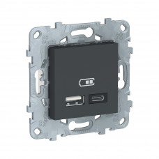Розетка USB SE NU501854 Unica New 5В/2400 мА антрацит Розетка USB SE NU501854 Unica New 5В/2400 мА антрацит