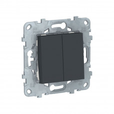 Выключатель двухклавишный SE NU521154 Unica New антрацит Выключатель двухклавишный SE NU521154 Unica New антрацит