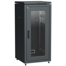 ITK Шкаф сетевой напольный 19" LINEA N 24U 600х600мм стеклянная передняя дверь черный