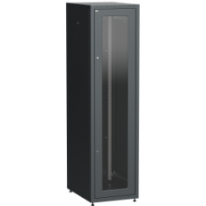 ITK Шкаф сетевой напольный LINEA E 33U 600х800мм стеклянная передняя дверь задняя металлическая черный