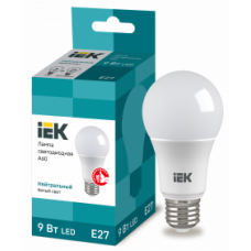 LLE-A60-9-230-40-E27 IEK Лампа светодиодная A60 шар 9Вт 230В 4000К E27 IEK