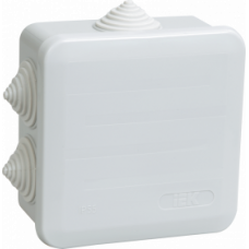 UKOZ11-100-100-050-K41-44 IEK Коробка распаячная КМ41255 для о/п 100х100х50мм IP44 (RAL 7035, 6 гермовводов, защелкивающаяся крышка) IEK