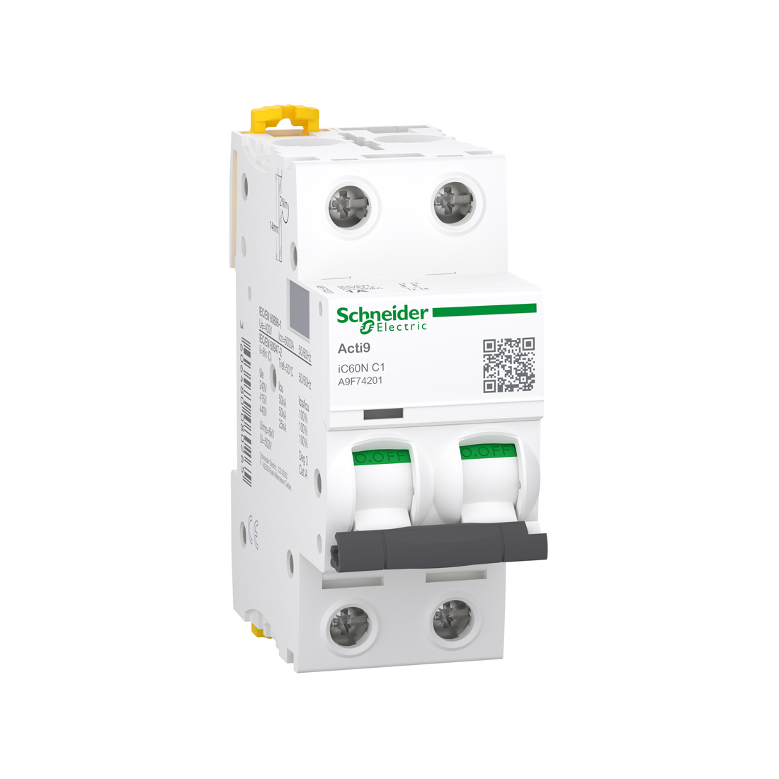 Schneider Electric Автоматический выключатель SE A9F74201 Acti9 iC60N 2P С 1А 6 kA