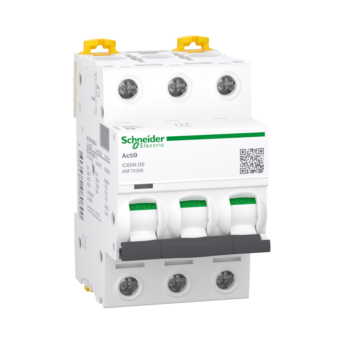 Schneider Electric Автоматический выключатель SE A9F75306 Acti9 iC60N 3P 6А D 6 kA