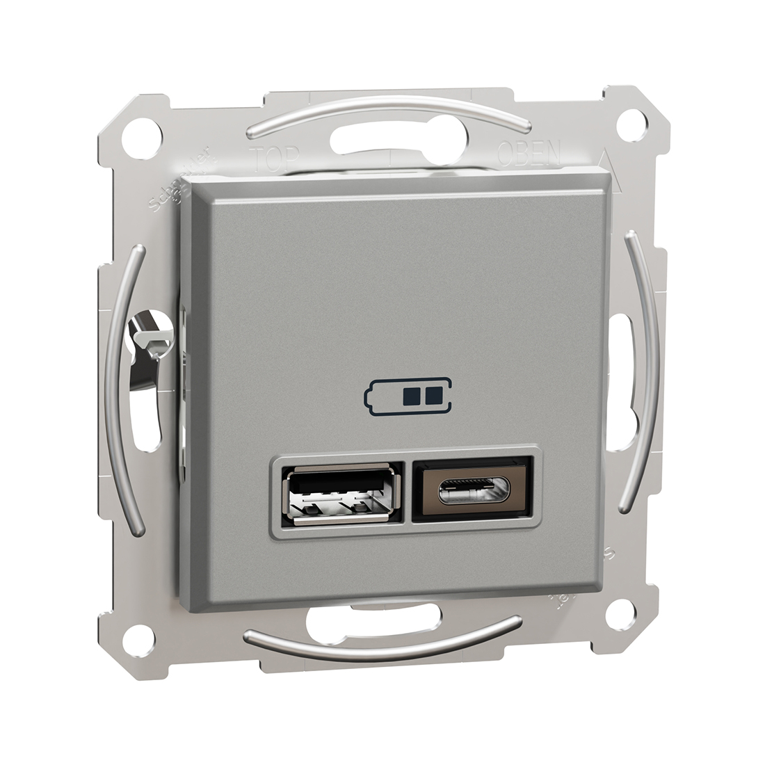 Schneider Electric Розетка USB SE EPH2700361 Asfora A+С 2,4А механизм алюминий