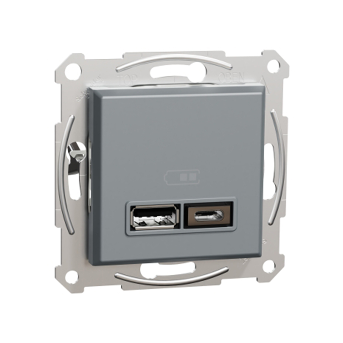 Schneider Electric Розетка USB SE EPH2700362 Asfora A+С 2,4А механизм сталь