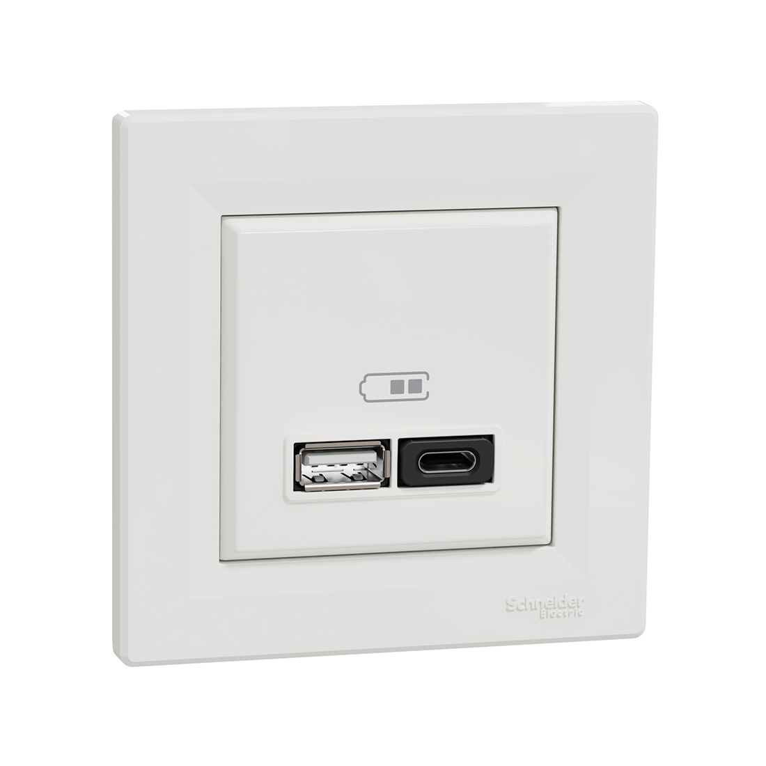 Schneider Electric Розетка USB SE EPH2700421 Asfora A+С 45 Вт (быстрая зарядка) в сборе белый