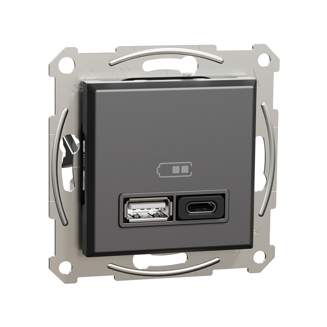 Schneider Electric Розетка USB SE EPH2700471 Asfora A+С механизм антрацит