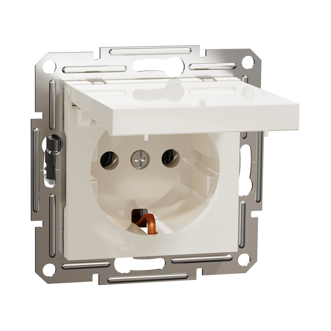 Schneider Electric Розетка с заземлением SE EPH3170123 Asfora 16А с крышкой механизм винт. клеммы кремовый