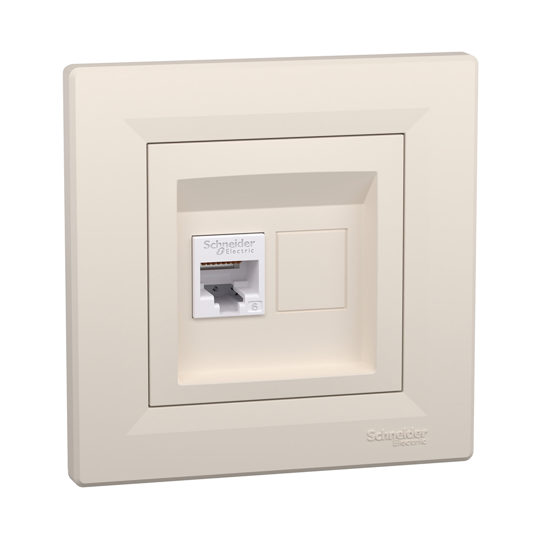Schneider Electric Розетка компьютерная SE EPH4700123 Asfora RJ45 кат. 6 в сборе кремовый