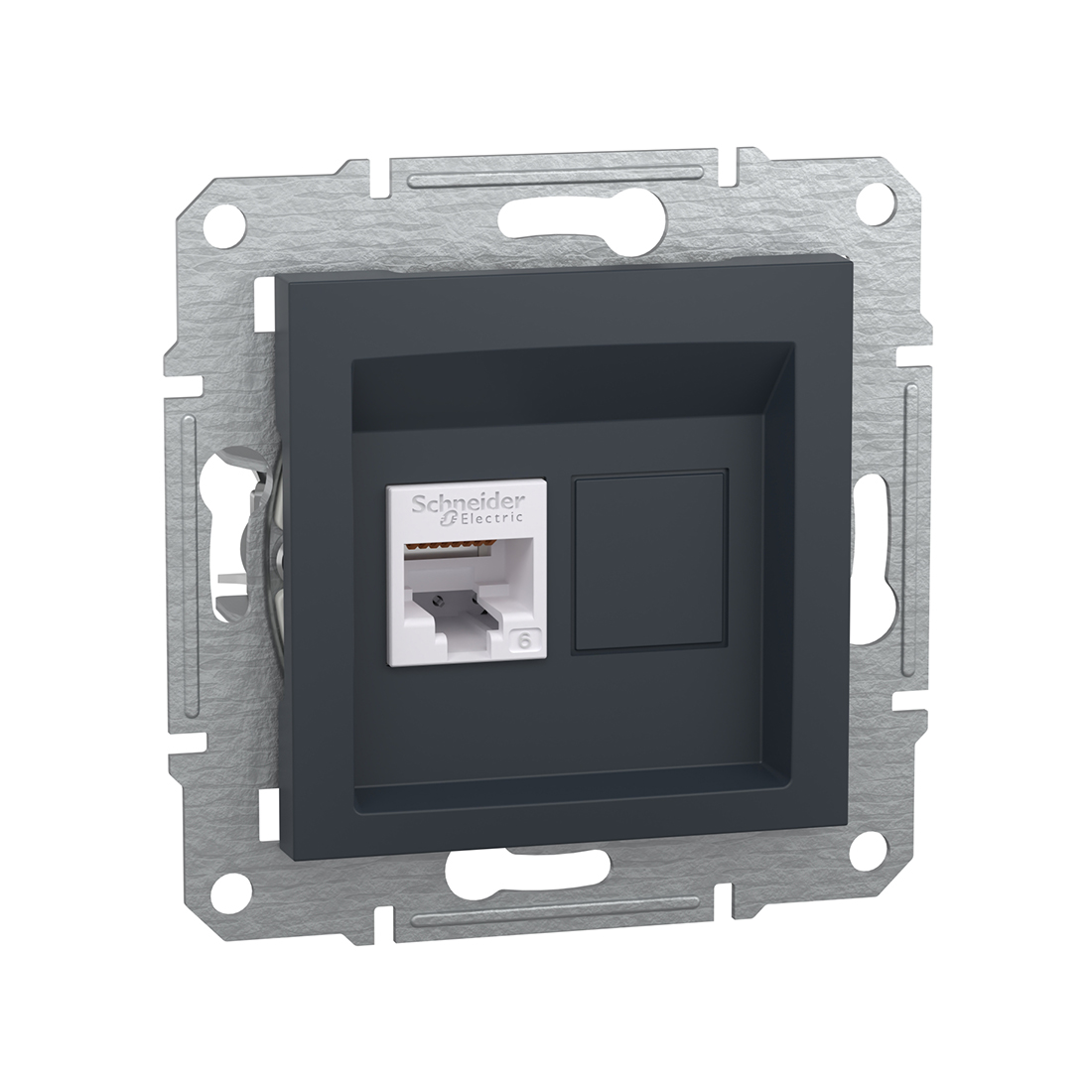 Schneider Electric Розетка компьютерная SE EPH4700171 Asfora RJ45 кат. 6 механизм антрацит