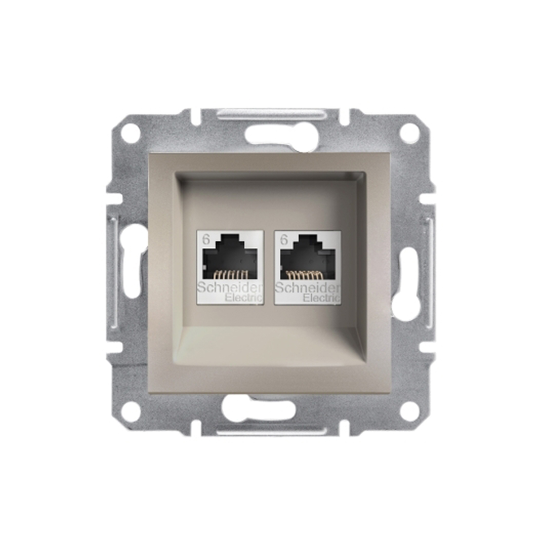 Schneider Electric Розетка компьютерная двойная SE EPH4800169 Asfora RJ45 кат.6e механизм бронза