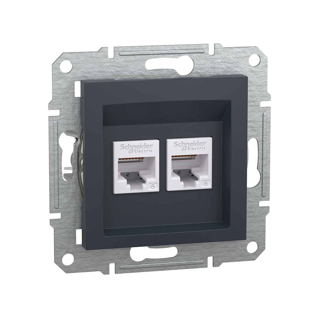 Schneider Electric Розетка компьютерная двойная SE EPH4800171 Asfora RJ45 кат. 6 механизм антрацит