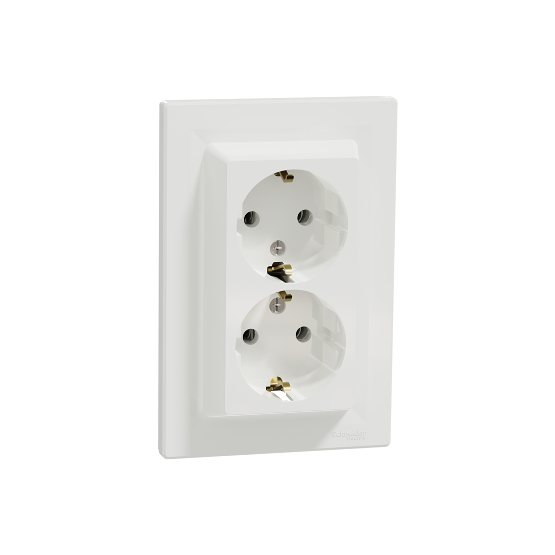 Schneider Electric Розетка двойная SE EPH9900121 Asfora с заземлением в сборе вин.клеммы белая