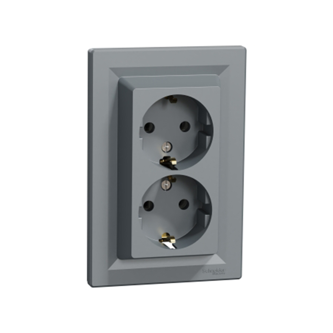 Schneider Electric Розетка двойная SE EPH9900162 Asfora с заземлением в сборе винтовой сталь