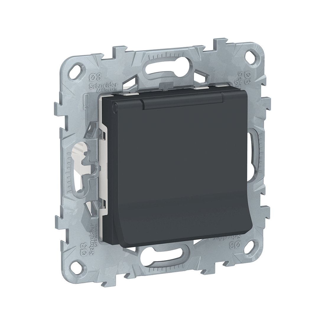 Schneider Electric Розетка с заземлением SE NU503754TA Unica New с/штор с/кр IP40 антрацит