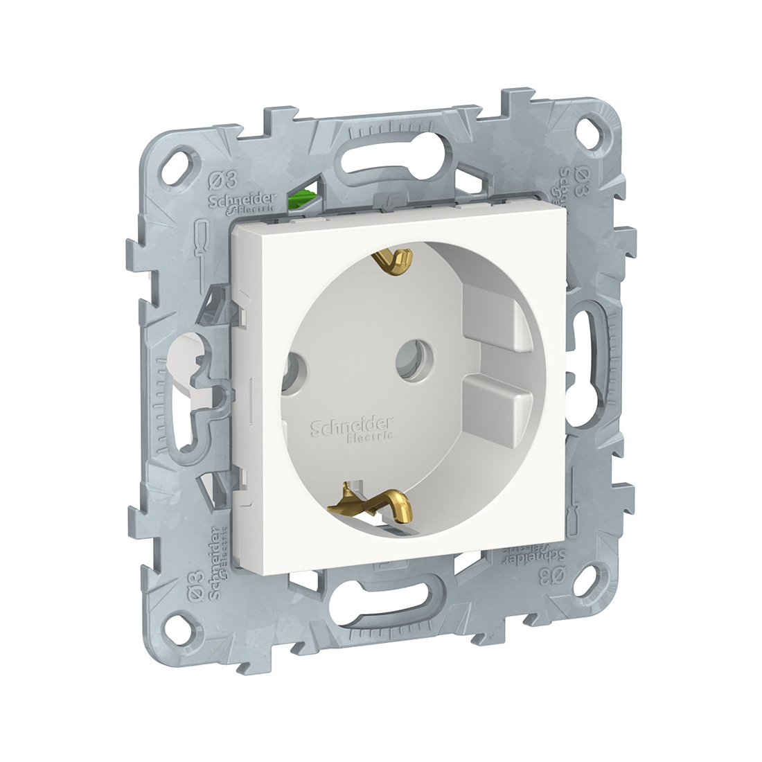Schneider Electric Розетка с заземлением SE NU505718 Unica New с з/к быстрозажимные клеммы белый
