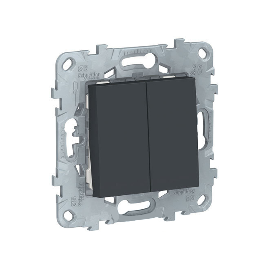 Schneider Electric Выключатель двухклавишный SE NU521154 Unica New антрацит