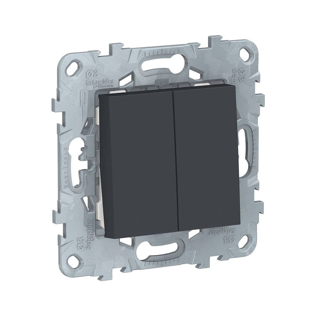 Schneider Electric Переключатель двухклавишный SE NU521354 Unica New антрацит