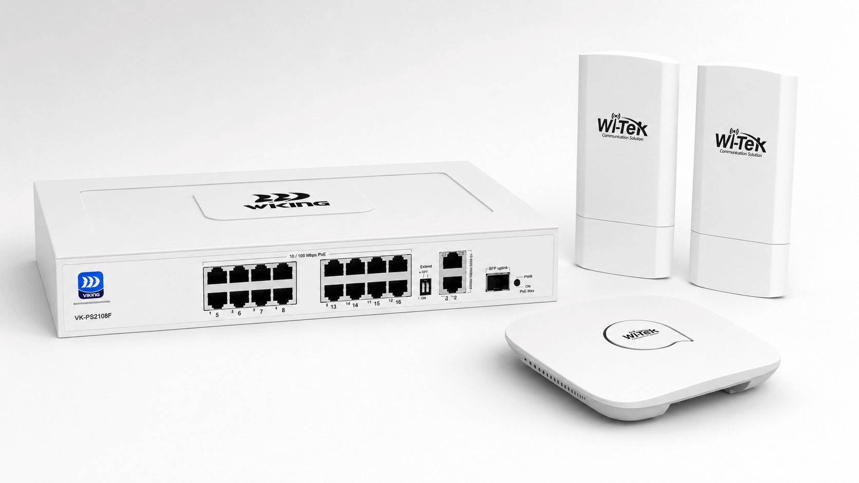 Сетевое оборудование Wi-Tek: PoE-коммутатор, точка доступа и радиомост